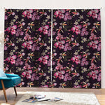 Embroidery Orchid Flower Pattern Print Pencil Pleat Curtains