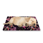 Embroidery Orchid Flower Pattern Print Pet Cooling Mat Cover