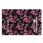 Embroidery Orchid Flower Pattern Print Placemat