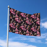 Embroidery Orchid Flower Pattern Print Polyester Flag