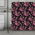 Embroidery Orchid Flower Pattern Print Polyester Shower Curtain