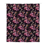 Embroidery Orchid Flower Pattern Print Polyester Shower Curtain