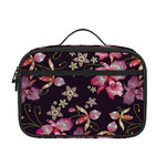 Embroidery Orchid Flower Pattern Print Portable Lunch Bag