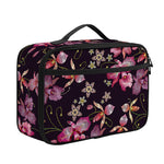 Embroidery Orchid Flower Pattern Print Portable Lunch Bag