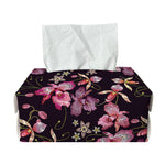 Embroidery Orchid Flower Pattern Print Rectangle Tissue Box Cover