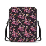Embroidery Orchid Flower Pattern Print Rectangular Crossbody Bag