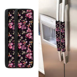 Embroidery Orchid Flower Pattern Print Refrigerator Handle Covers