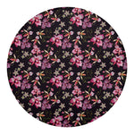 Embroidery Orchid Flower Pattern Print Round Blanket