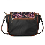 Embroidery Orchid Flower Pattern Print Saddle Bag
