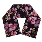 Embroidery Orchid Flower Pattern Print Scarf