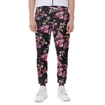Embroidery Orchid Flower Pattern Print Scuba Joggers
