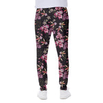 Embroidery Orchid Flower Pattern Print Scuba Joggers
