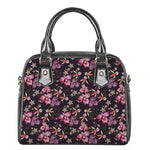 Embroidery Orchid Flower Pattern Print Shoulder Handbag