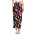 Embroidery Orchid Flower Pattern Print Side Slit Maxi Skirt