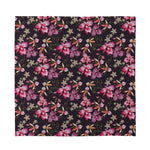 Embroidery Orchid Flower Pattern Print Silk Bandana