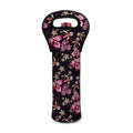 Embroidery Orchid Flower Pattern Print Single Neoprene Wine Tote
