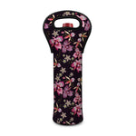 Embroidery Orchid Flower Pattern Print Single Neoprene Wine Tote