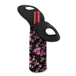 Embroidery Orchid Flower Pattern Print Single Neoprene Wine Tote