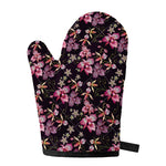 Embroidery Orchid Flower Pattern Print Single Oven Mitt