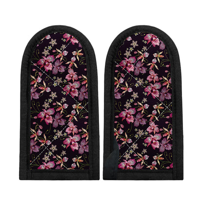 Embroidery Orchid Flower Pattern Print Skillet Handle Cover