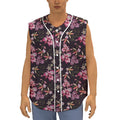 Embroidery Orchid Flower Pattern Print Sleeveless Baseball Jersey