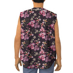 Embroidery Orchid Flower Pattern Print Sleeveless Baseball Jersey