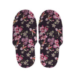 Embroidery Orchid Flower Pattern Print Slippers