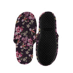 Embroidery Orchid Flower Pattern Print Slippers