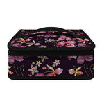 Embroidery Orchid Flower Pattern Print Small Lunch Bag