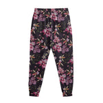 Embroidery Orchid Flower Pattern Print Sweatpants