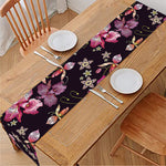 Embroidery Orchid Flower Pattern Print Table Runner