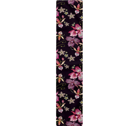 Embroidery Orchid Flower Pattern Print Table Runner