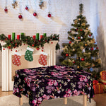 Embroidery Orchid Flower Pattern Print Tablecloth