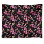 Embroidery Orchid Flower Pattern Print Tapestry