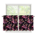 Embroidery Orchid Flower Pattern Print Tier Curtains