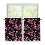 Embroidery Orchid Flower Pattern Print Tier Curtains