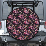 Embroidery Orchid Flower Pattern Print Tire Cover