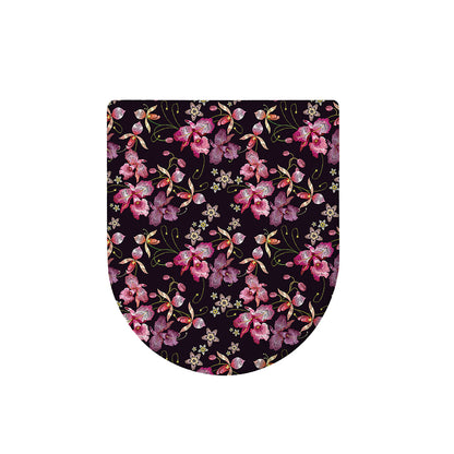 Embroidery Orchid Flower Pattern Print Toilet Lid Cover