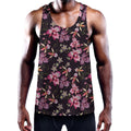 Embroidery Orchid Flower Pattern Print Men's Workout Tank Top