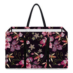 Embroidery Orchid Flower Pattern Print Utility Tote Bag