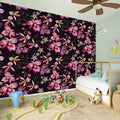 Embroidery Orchid Flower Pattern Print Wall Sticker