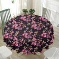 Embroidery Orchid Flower Pattern Print Waterproof Round Tablecloth