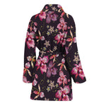 Embroidery Orchid Flower Pattern Print Women's Bathrobe