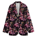 Embroidery Orchid Flower Pattern Print Women's Blazer