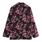 Embroidery Orchid Flower Pattern Print Women's Blazer