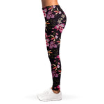 Embroidery Orchid Flower Pattern Print Women's Leggings