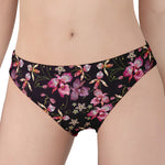 Embroidery Orchid Flower Pattern Print Women's Panties