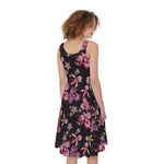 Embroidery Orchid Flower Pattern Print Women's Sleeveless Dress