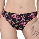 Embroidery Orchid Flower Pattern Print Women's Thong