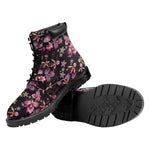 Embroidery Orchid Flower Pattern Print Work Boots